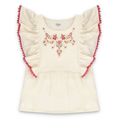 Embroidered Floral Girls Top