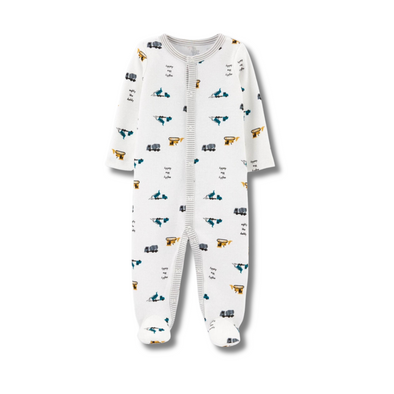 Baby Footed Sleeper - Construction Vehicle Print