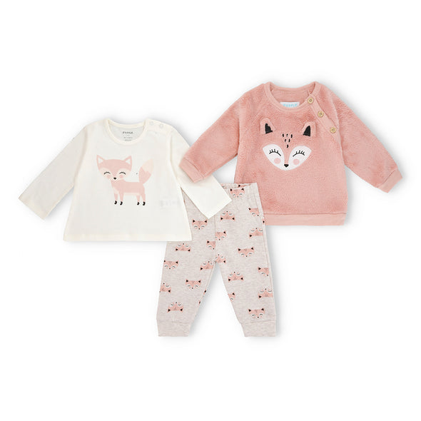 Fox Friends Polar Fleece Sweatshirt, Cotton T-Shirt, and Fleece Pants Set for Babies-3Pc Set