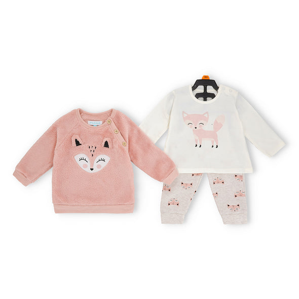 Fox Friends Polar Fleece Sweatshirt, Cotton T-Shirt, and Fleece Pants Set for Babies-3Pc Set