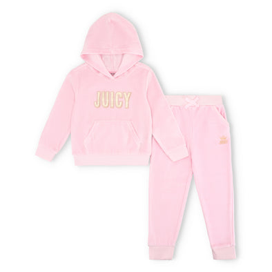 Juicy Pink Velour Hoodie & Joggers Set