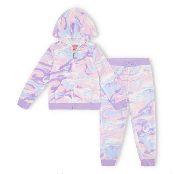 Juicy-Swirly Pastel Velour Hoodie & Joggers Set