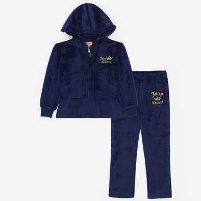 Juicy | Navy Velour Peplum 2-Piece Set (3Y-12Y)