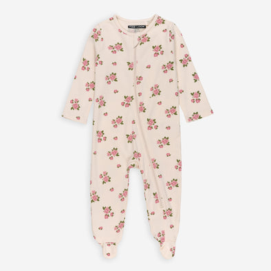 Blossom Dreams Zip-Up Baby Romper – Pink Floral Print