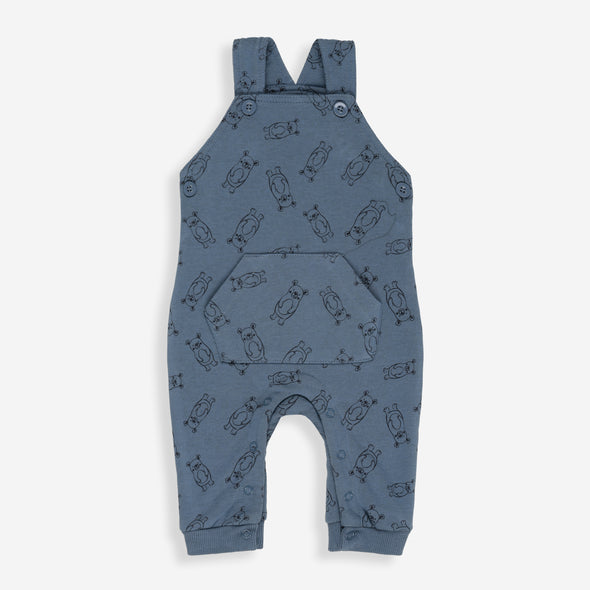 NXT-Baby Hippo Print Dungaree Set – Soft Blue/Grey (2-Piece)