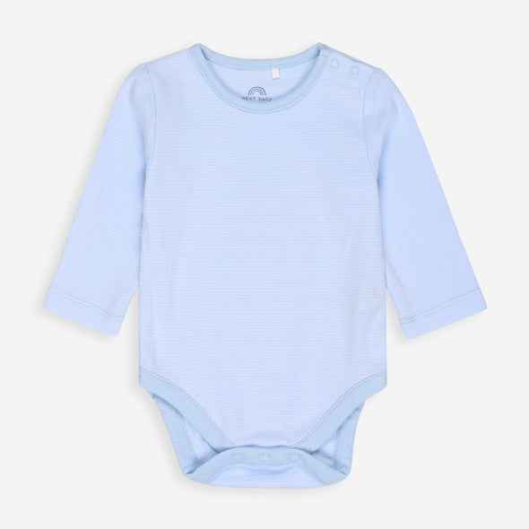 NXT-Baby Hippo Print Dungaree Set – Soft Blue/Grey (2-Piece)