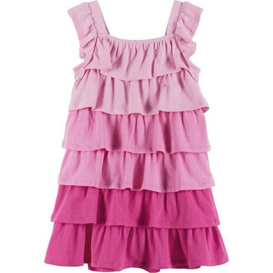 Girls' Pink Ombre Tiered Ruffle Dress