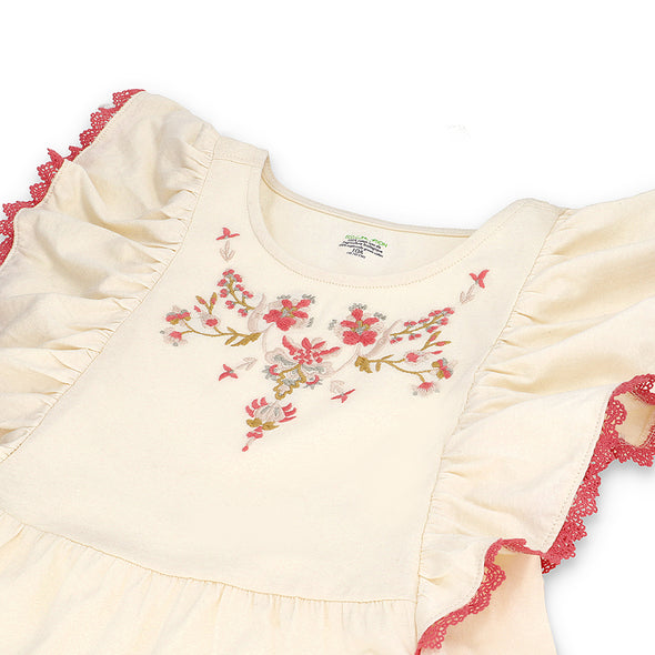 Embroidered Floral Girls Top